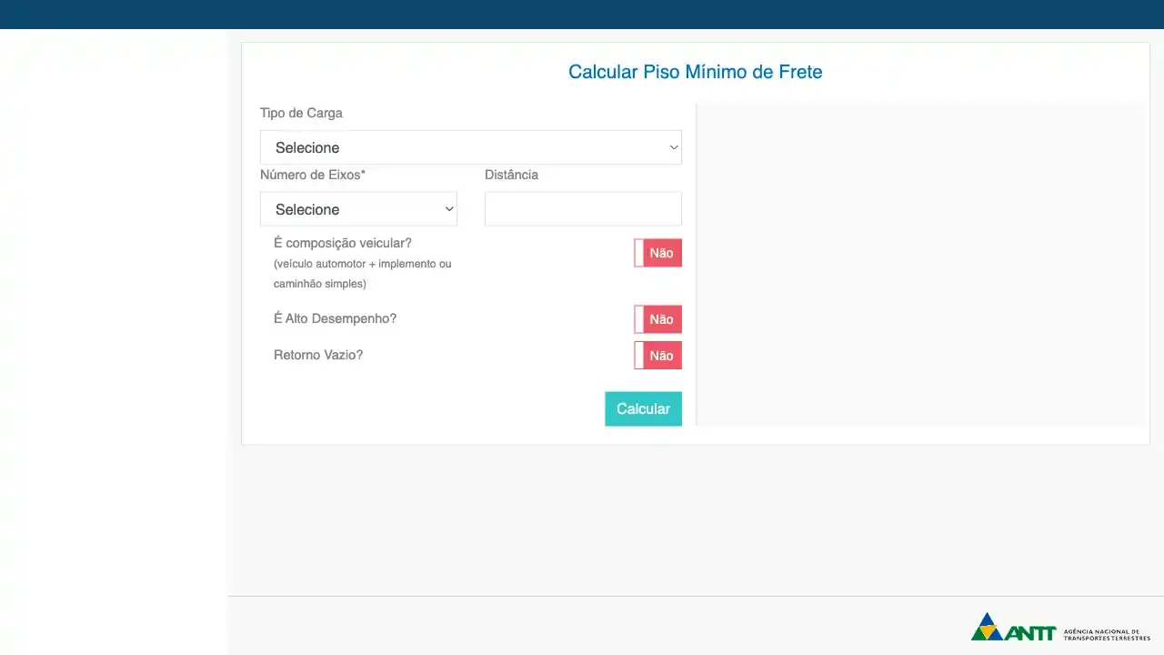 ANTT / Calcular Piso Mínimo de Frete