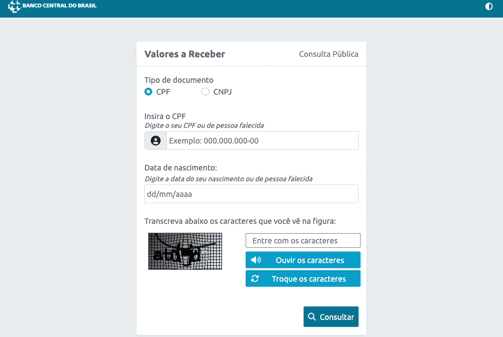 Banco Central do Brasil / Valores a Receber