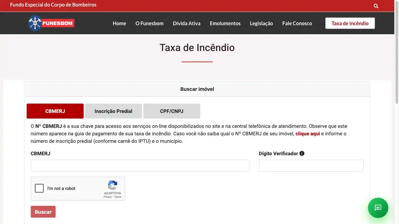 Bombeiros / RJ / Taxa de Incêndio