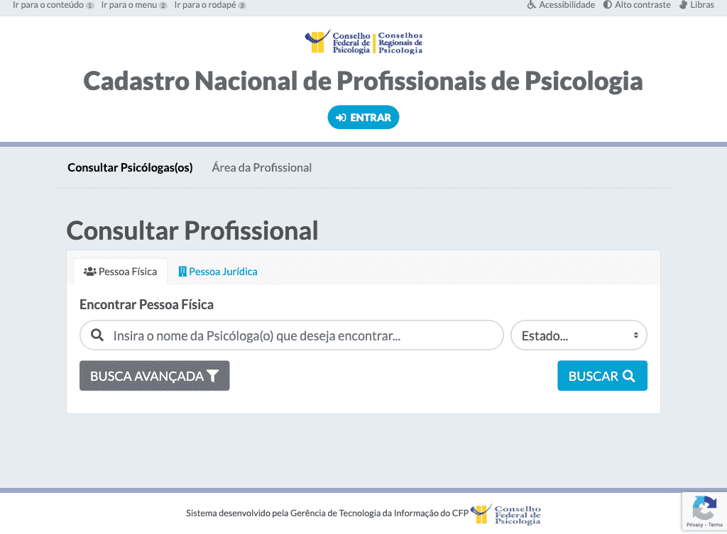 Conselho Federal de Psicologia / Cadastro