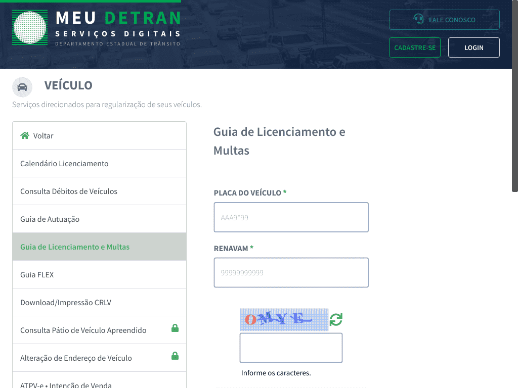 DETRAN / MS / Guia Flex / Licenciamentos