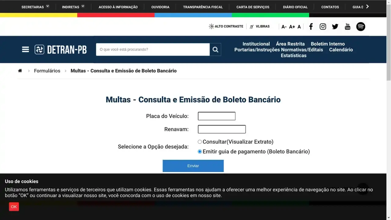 DETRAN / PB / Guia de Pagamento