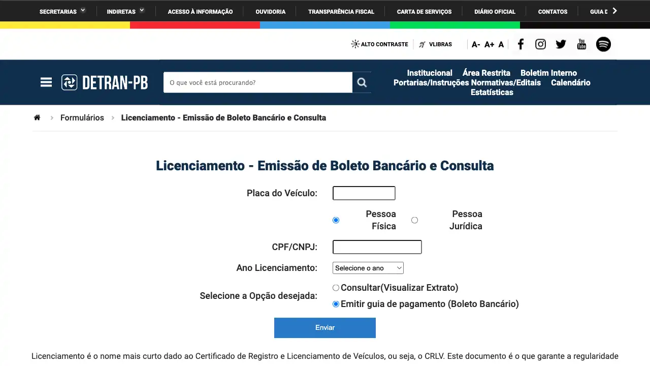 DETRAN / PB / Licenciamento