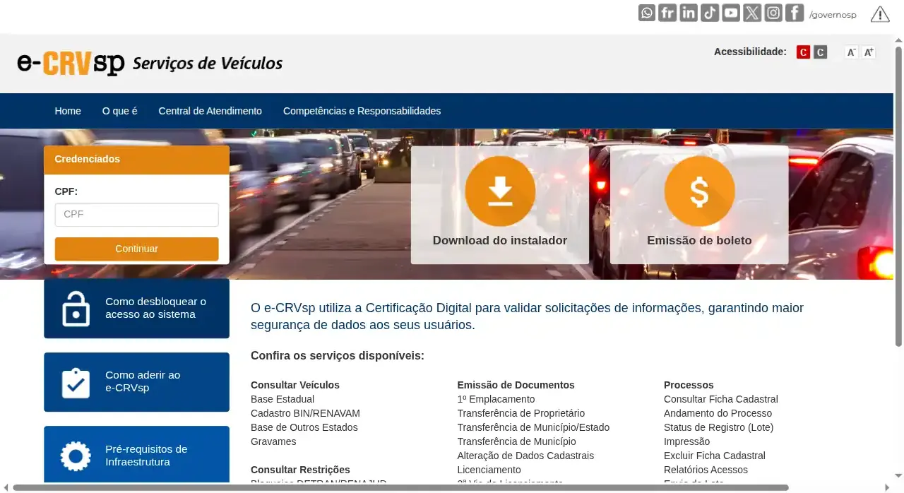 ECRVSP / Documentos / Baixar Veículo