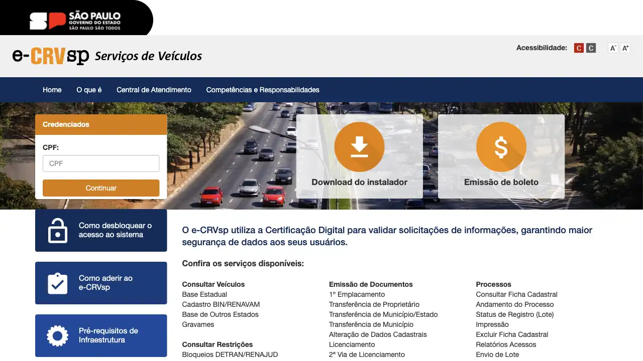 Captura do portal automatizado pela API ECRVSP / Documentos / Placas de Primeiro Emplacamento