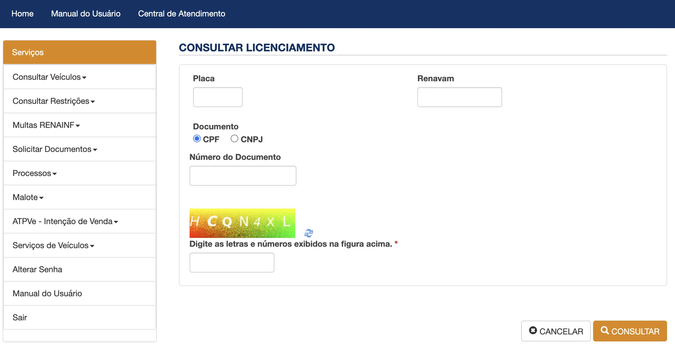 ECRVSP / Processos / Licenciamento