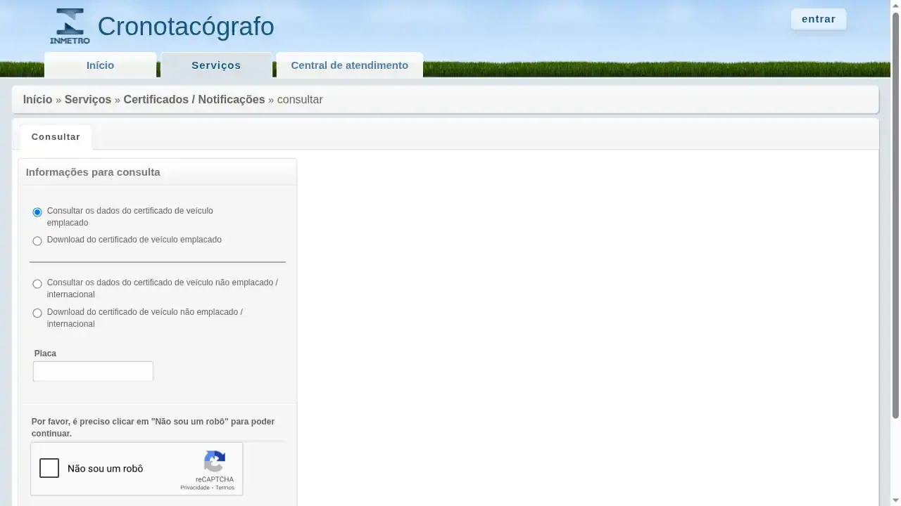 INMETRO / Cronotacógrafo (Detalhes)