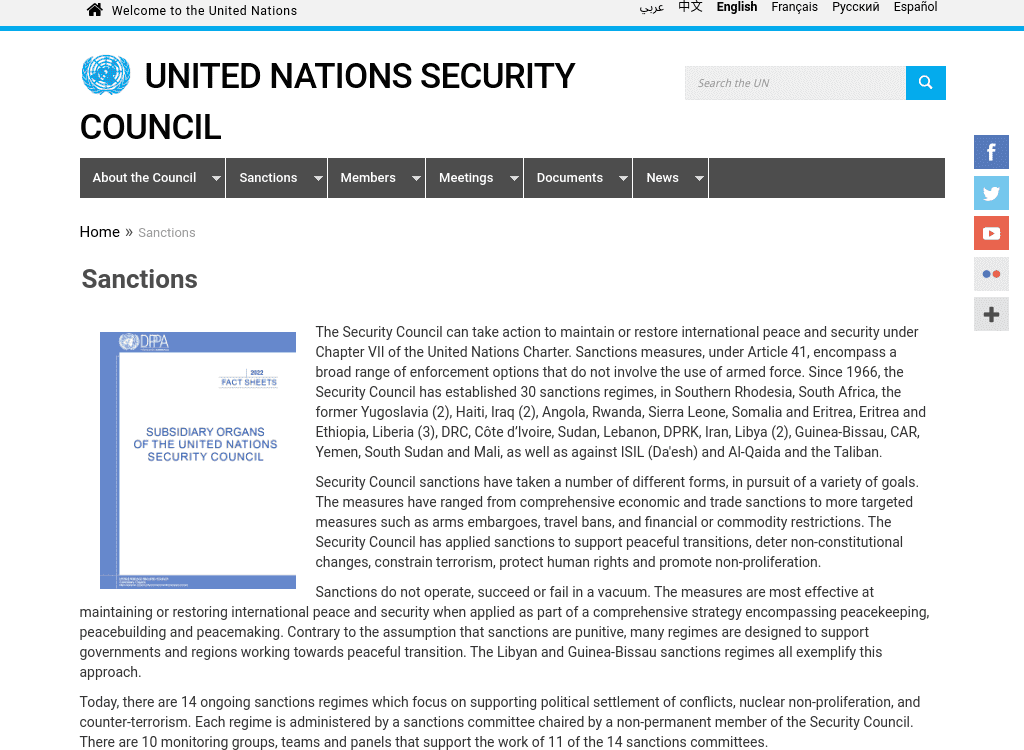 ONU / Sanções