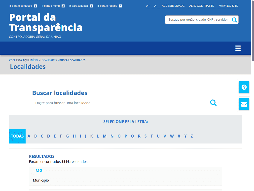 Portal da Transparência / Repasse de Verba