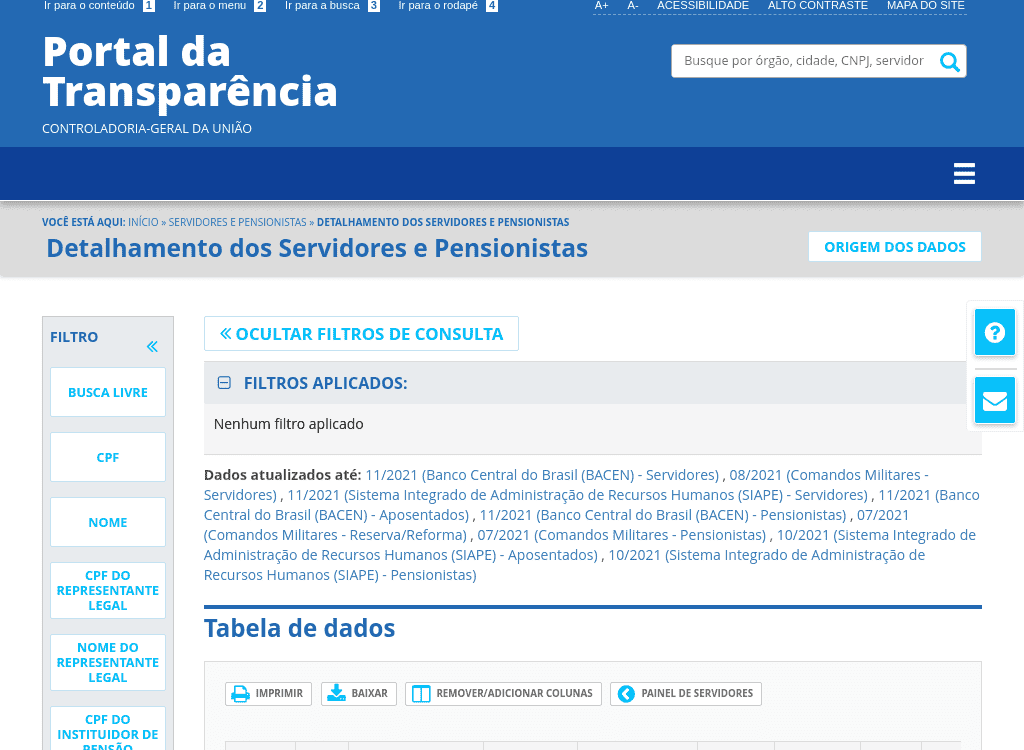 Portal da Transparência / Servidor Público