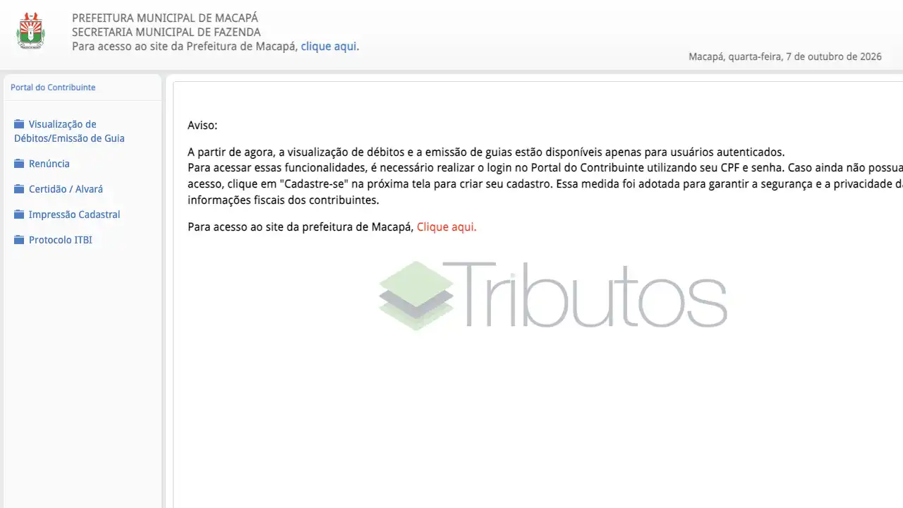 Captura do portal automatizado pela API Prefeitura / Certidão Negativa de Débitos (CND) Unificada