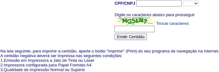 Prefeitura / GO / Goiânia / Certidão Negativa de Débitos