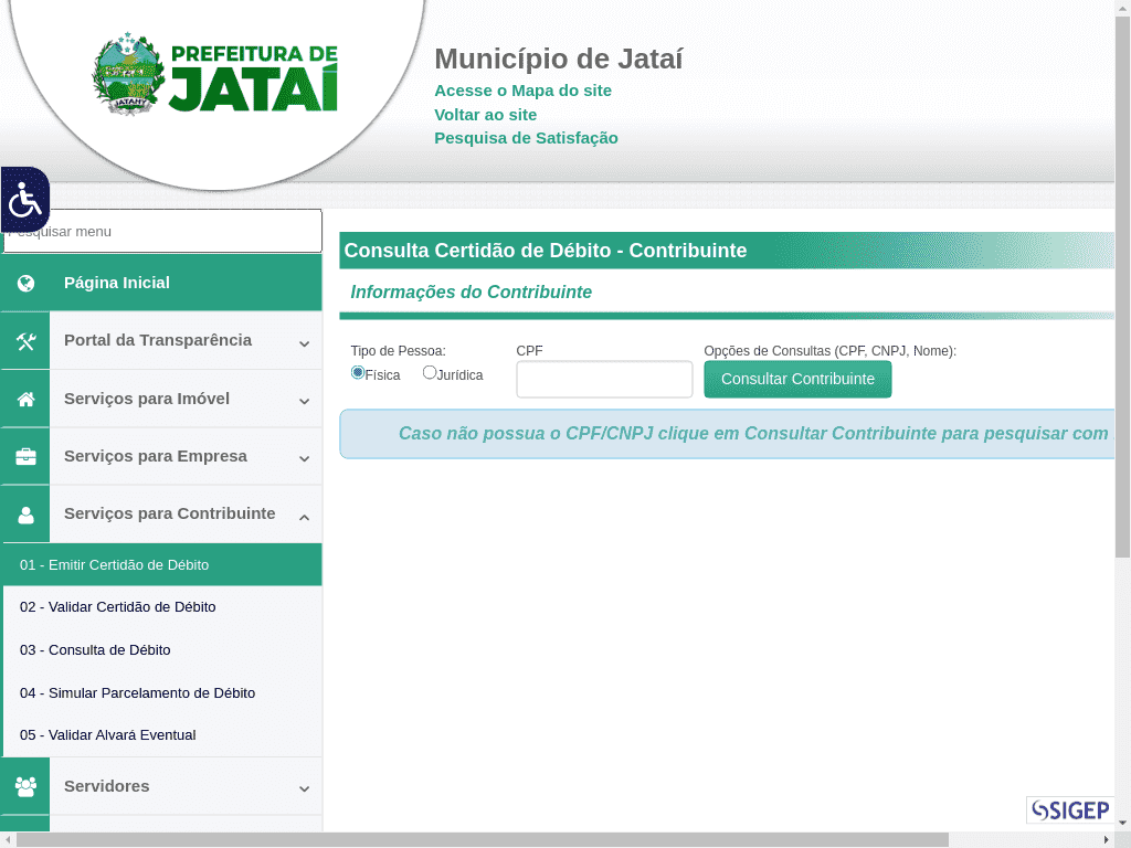 Prefeitura / GO / Jataí / Certidão Negativa de Débitos