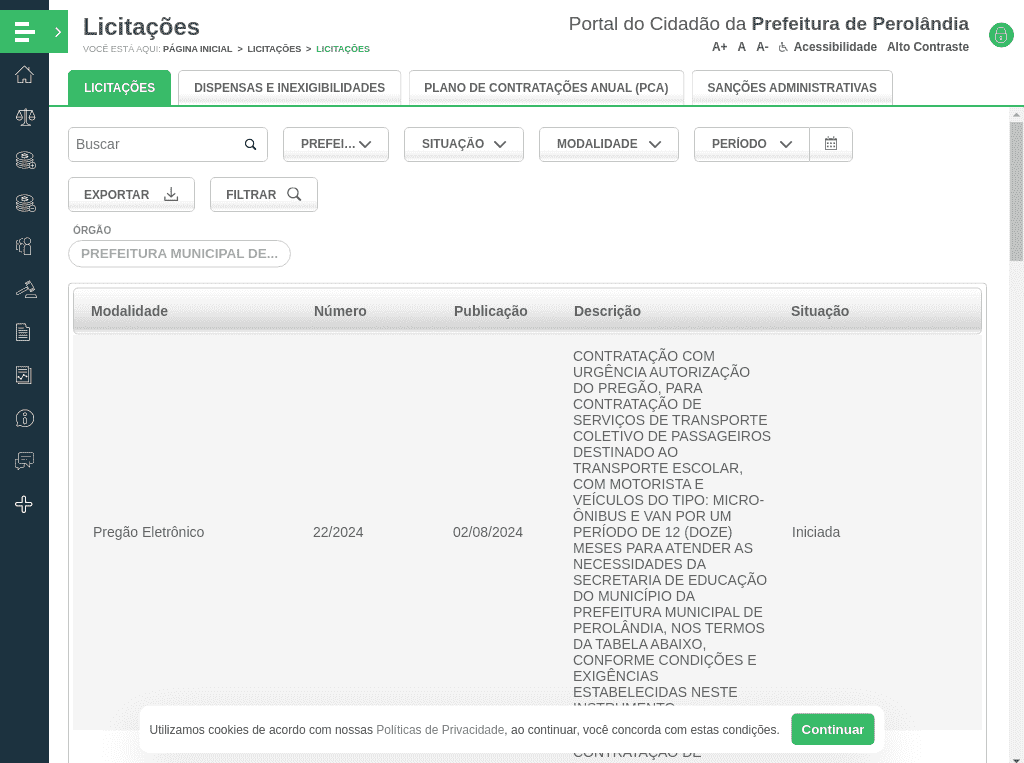 Prefeitura / GO / Perolândia / Licitações