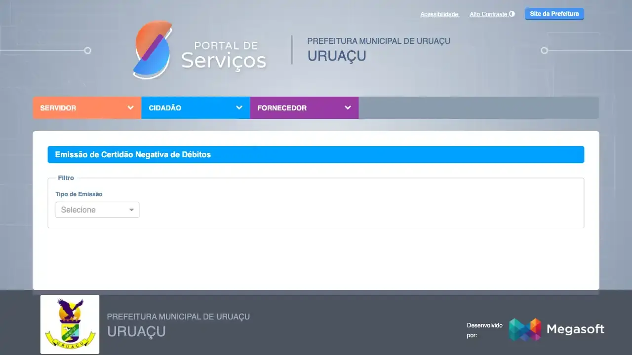 Prefeitura / GO / Uruaçu / Certidão Negativa de Débitos