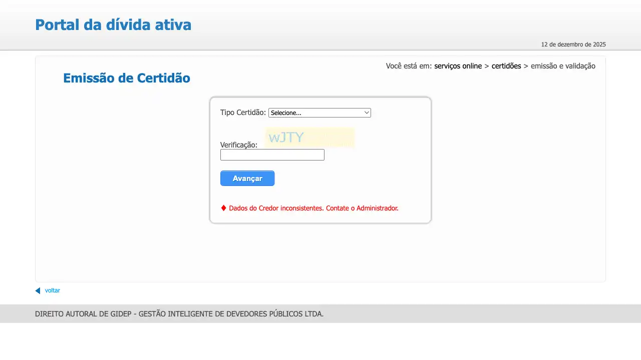 Prefeitura / MG / Betim / Certidão Negativa de Débitos