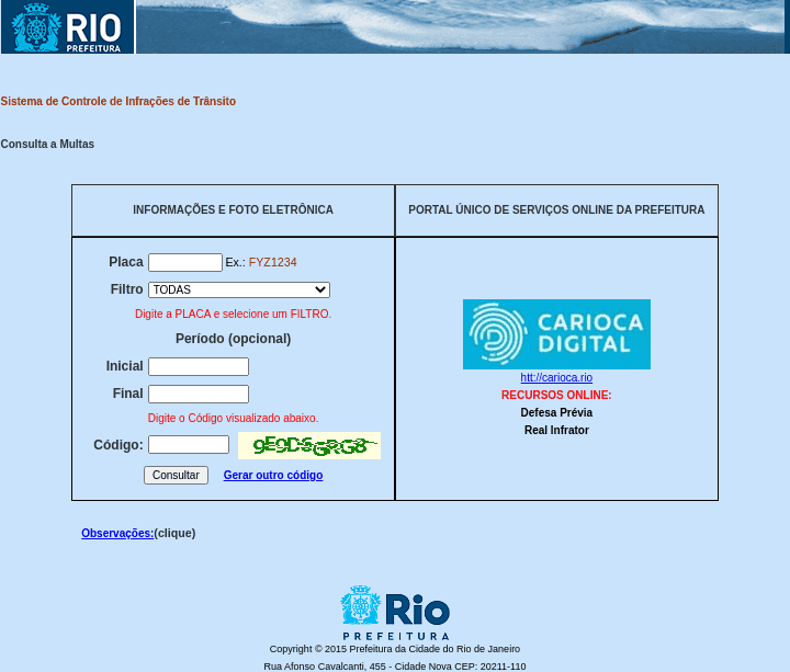 Prefeitura / RJ / Rio de Janeiro / Multas (Descritivos)