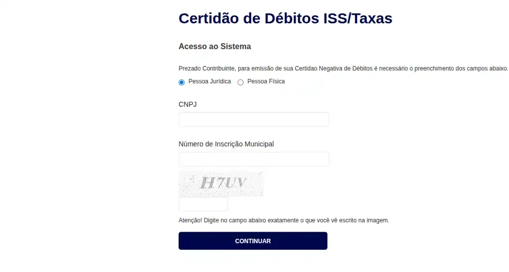 Prefeitura / SP / Barueri / Certidão de Débitos ISS/Taxas