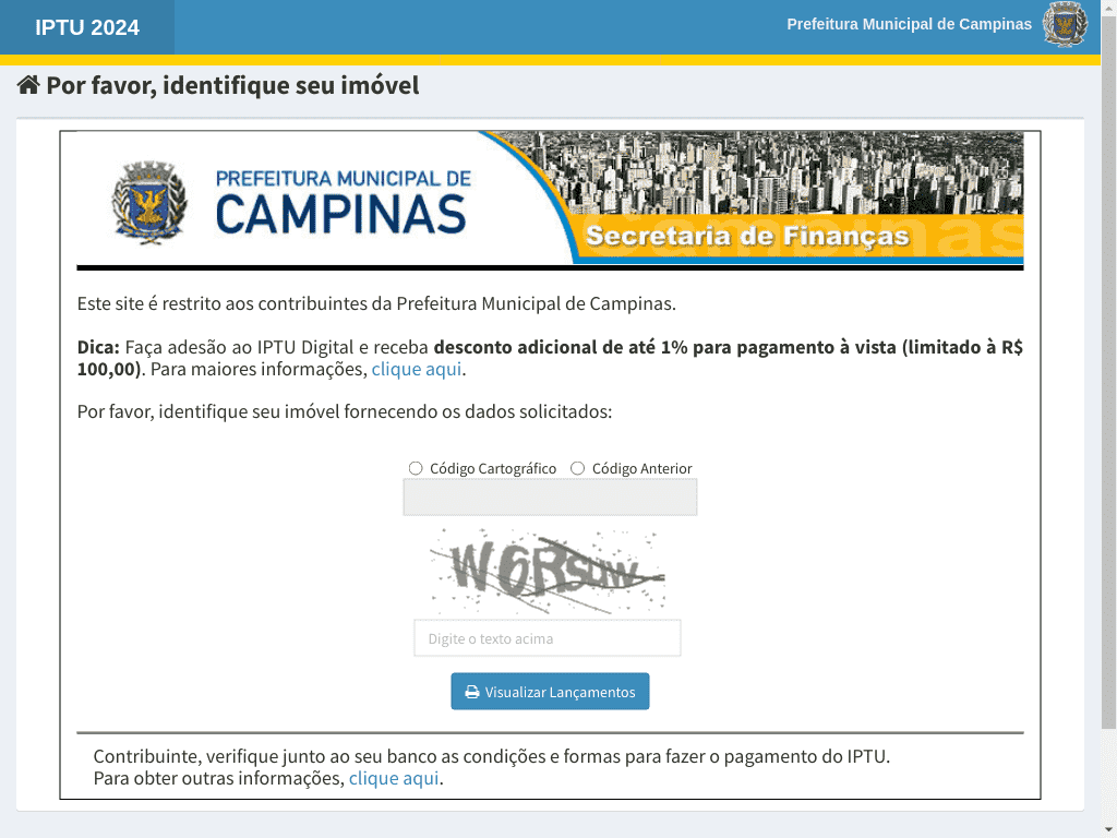 Prefeitura / SP / Campinas / Parcelas IPTU