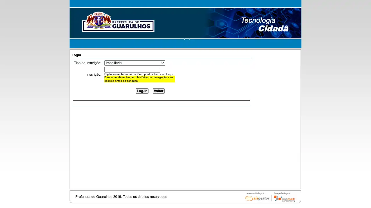 Prefeitura / SP / Guarulhos / Certidão Negativa de Débitos Mobiliários