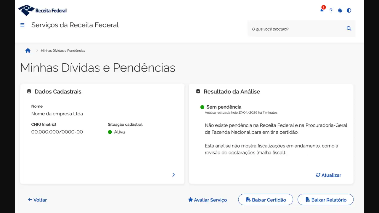 Receita Federal / Situação Fiscal