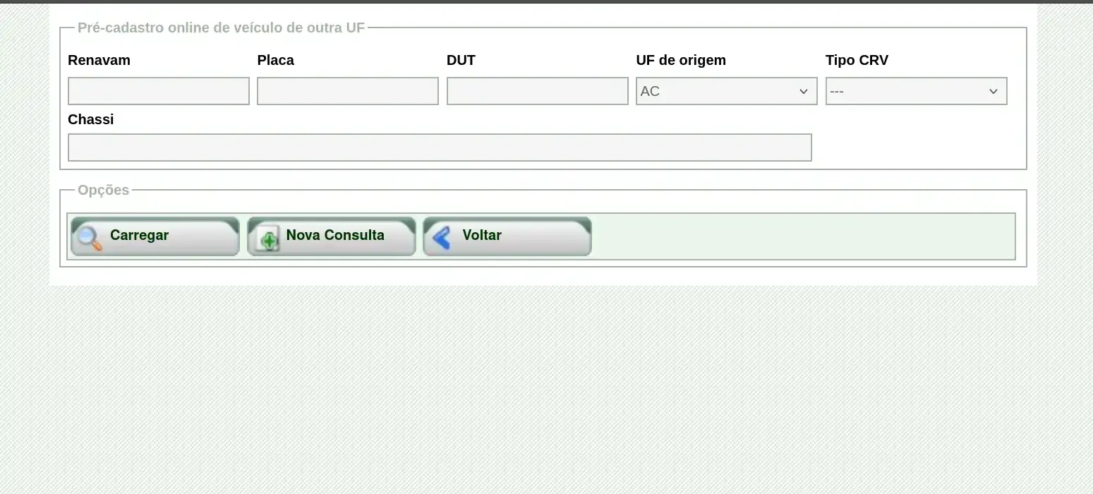 SEFAZ / AM / Cadastro de Veículo (Outra UF)
