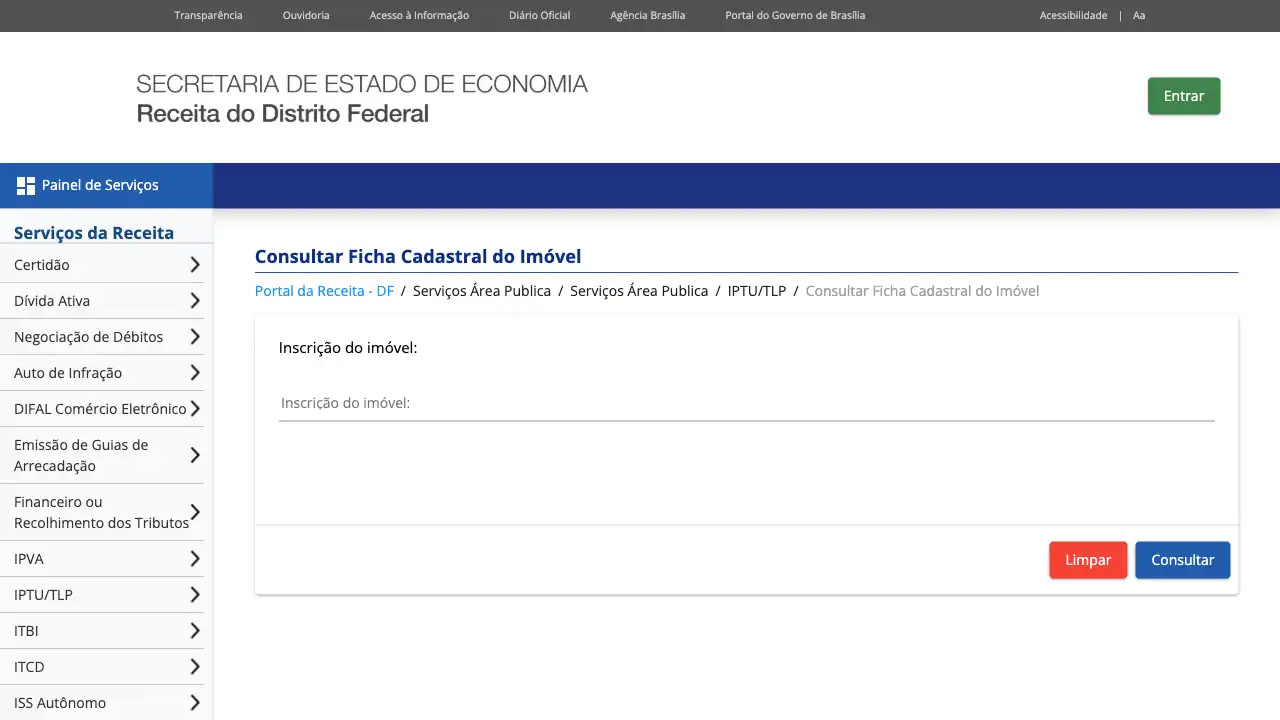 SEFAZ / DF / Ficha Cadastral do Imóvel