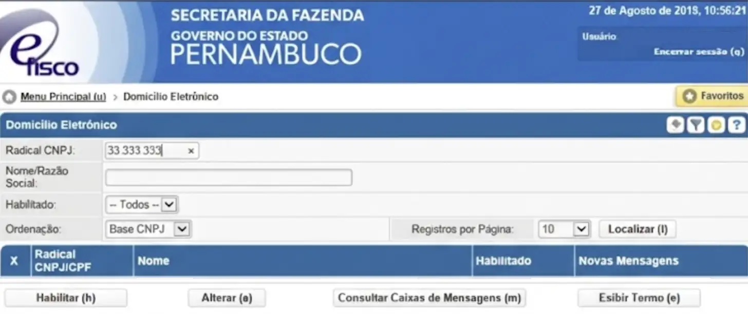 SEFAZ / PE / DEC / Caixa Postal