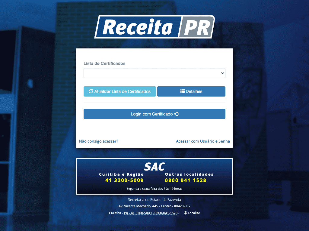 SEFAZ / PR / DEC / Caixa Postal