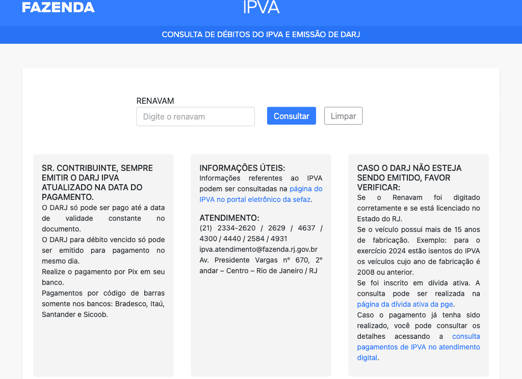 DETRAN / RJ / IPVA / DARJ