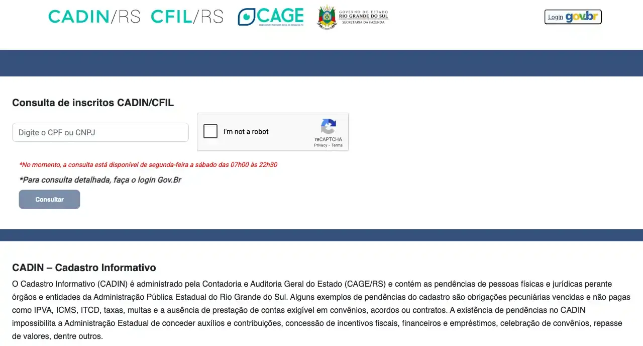 SEFAZ / RS / CADIN e CFIL
