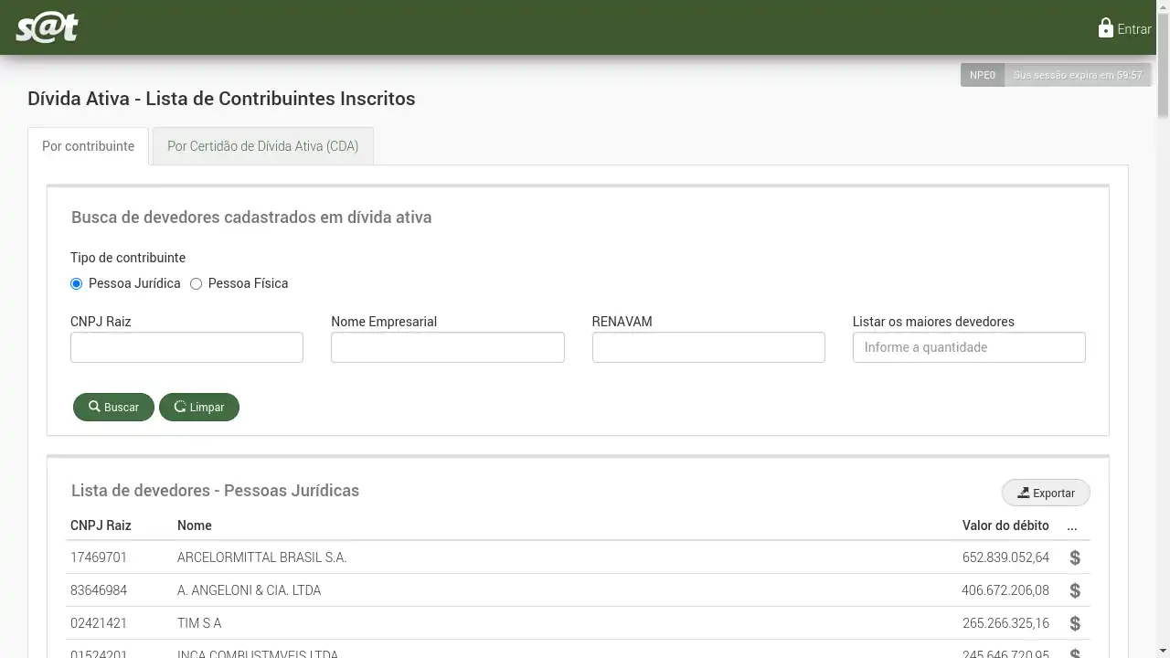 SEFAZ / SC / Dívida Ativa