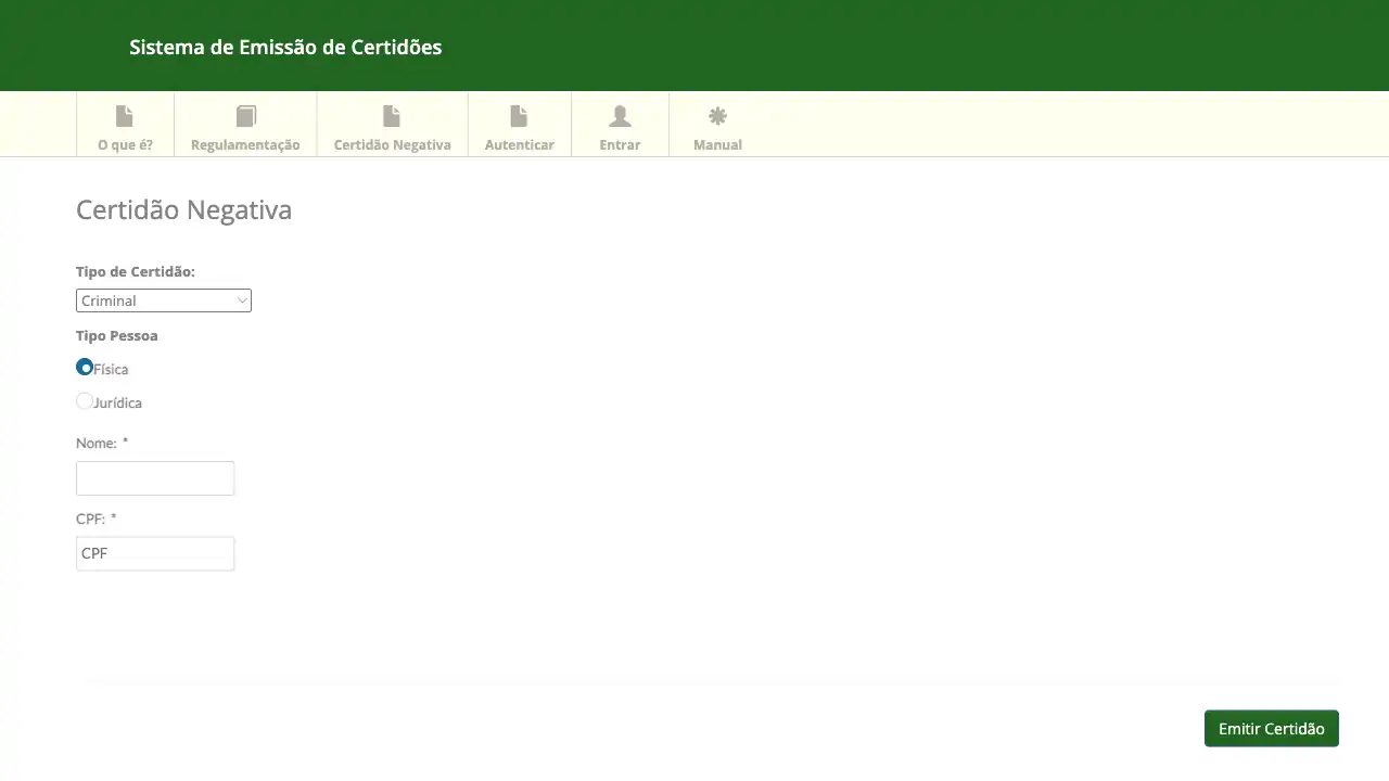 Tribunal / TJRR / Certidão Negativa