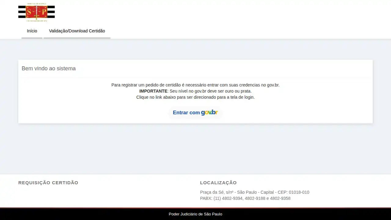 Tribunal / TJSP / Certidão Criminal de 1º Grau