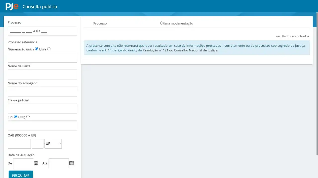Tribunal / TRF3 / Consulta Pública