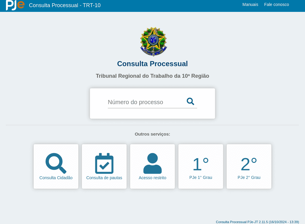 Tribunal / TRT10 / Consulta Processual