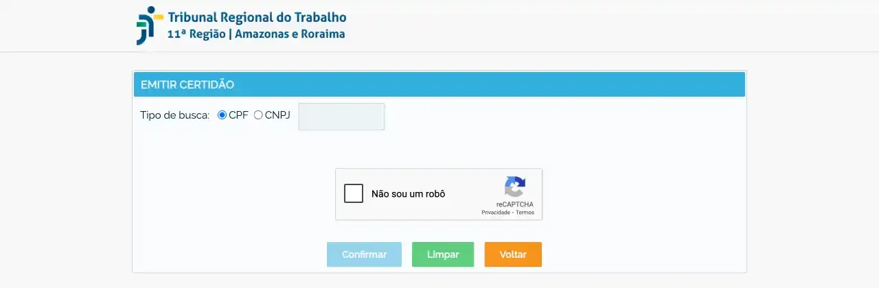 Tribunal / TRT11 / Certidão Eletrônica de Ações Trabalhistas (CEAT)