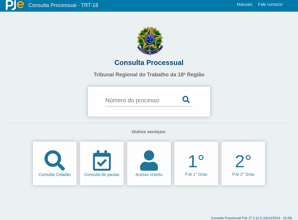 Tribunal / TRT18 / Consulta Processual