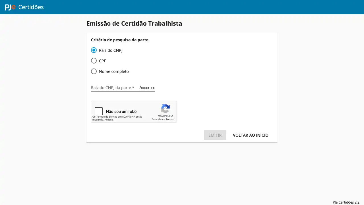Tribunal / TRT20 / Certidão Eletrônica de Ações Trabalhistas (CEAT)
