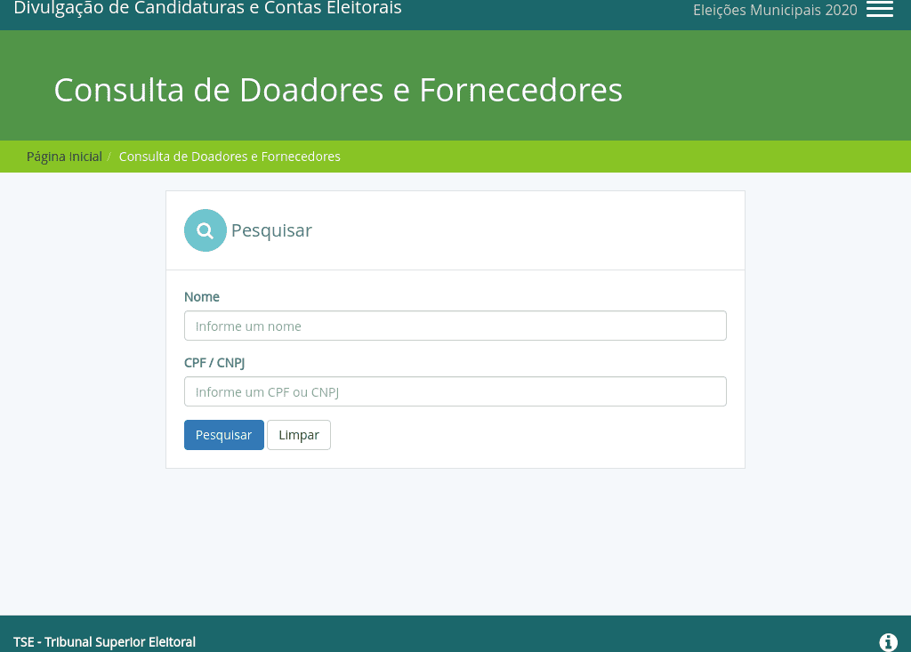 Tribunal / TSE / Doadores e Fornecedores