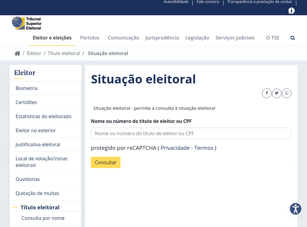 Tribunal / TSE / Situação Eleitoral